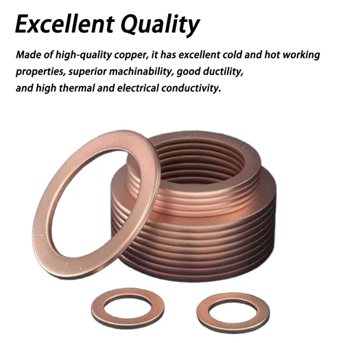 Imagen 2 del producto Latón de cobre rojo M3 M4 M5 M6 M8 M10 M12 M14 M16 M18 M20 M22 M24 M27 M30 arandela de sellado de aplastamiento de barco junta de anillo de sellado plano DIN7603