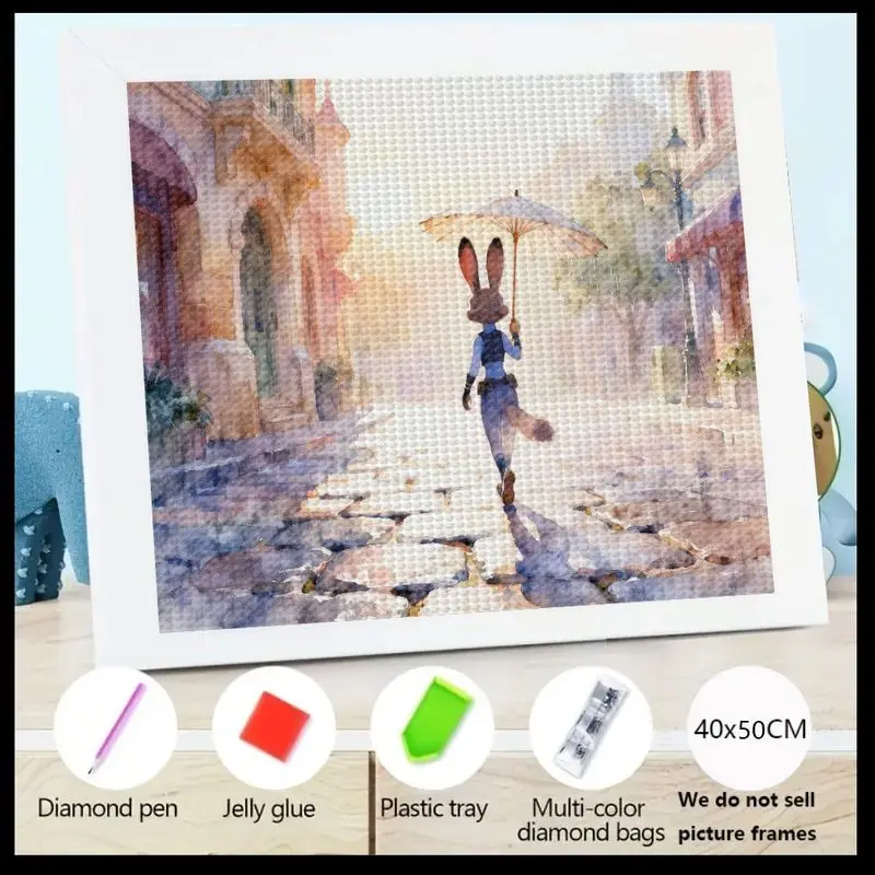 

1 шт. 5D полный дрель, набор для алмазной живописи, DIY Animal Art Craft, Джуди Хоппс Зверополис, зонтик с мультяшным кроликом, городская уличная сцена, крик
