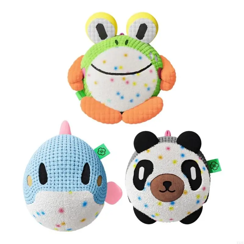 Vibrating Dog Toy Rechargeable Teaser for Pet Cats Dogs Interactive Plush Panda Ball with Bounce and Sound Effect KXRE
