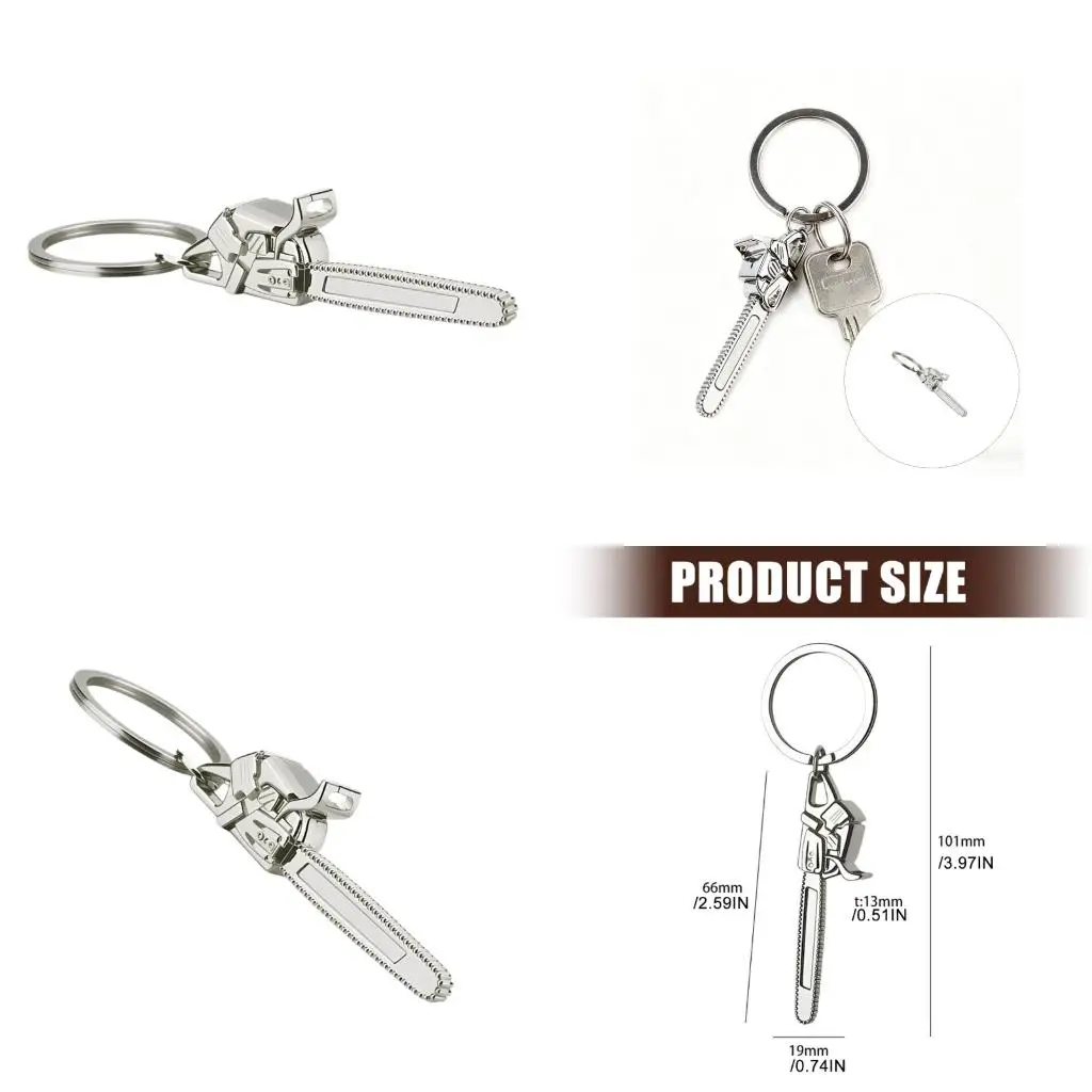 Handcrafted Alloy Chainsaw Keychain Present For Friend Metal Chain