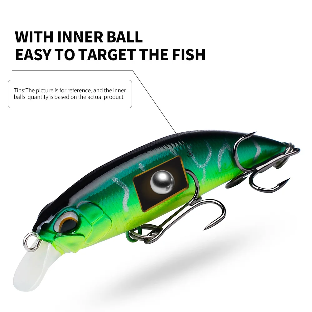 

Hard Artificial Minnow Fishing Lure 5cm-3.8g 7cm-8g Crankbait Bait with 10# 8# Treble Hook 5 Colors Available DW605