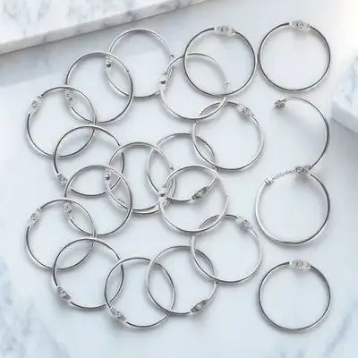 50Pcs Metal Loose Leaf Binder Rings Sturdy Lock Design for Office Classroom Study Flash Card Rings Buckle Gift Card