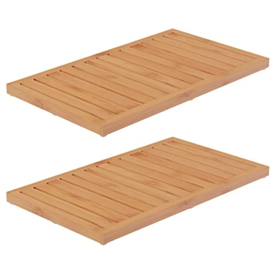 

Bamboo Bath Mat Set 2-Pack Non-Slip Wooden Bath Mats with Slatted Design for Indoor/Outdoor Bathtub Shower Sauna Pool or Hot Tu