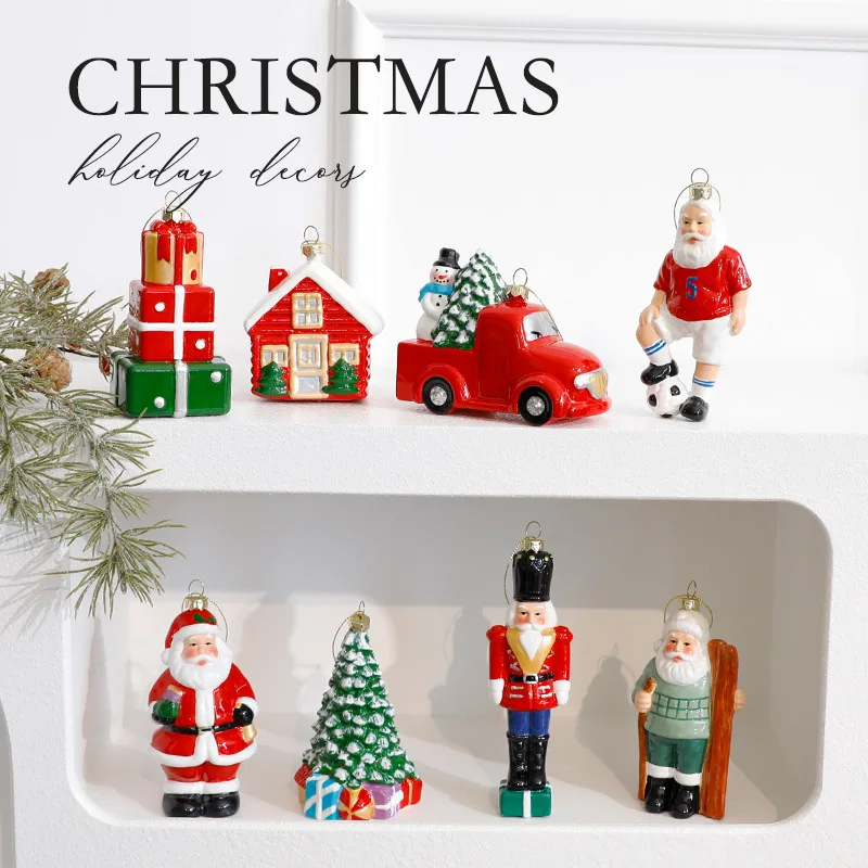 

Santa Claus Ornaments for Christmas Tree - Unique 3D Figurine Hanging Decor, Resin Xmas Decorations for Home, Festive Party