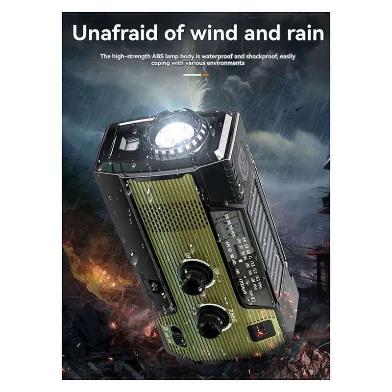 Super Sale Portable Emergency Radio Solar Hand Crank Cell Phone Charger Radios AM/FM LED Flashlight Outdoor Indoor Light Night