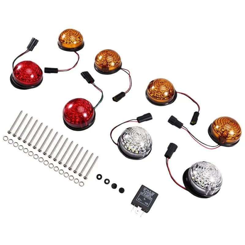LED Tail Lights Front & Rear Indicator Turn Signal Light Side Marker Lamp Kit For Land Rover Defender 90 / 110 1990-2016-L94A