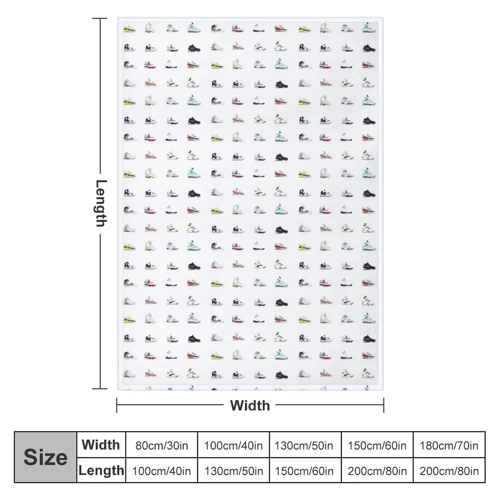 Shoes Pattern 90s Shoes Pattern 90s Sneakers Pattern Throw Blanket Blankets For Bed Soft Beds Blankets