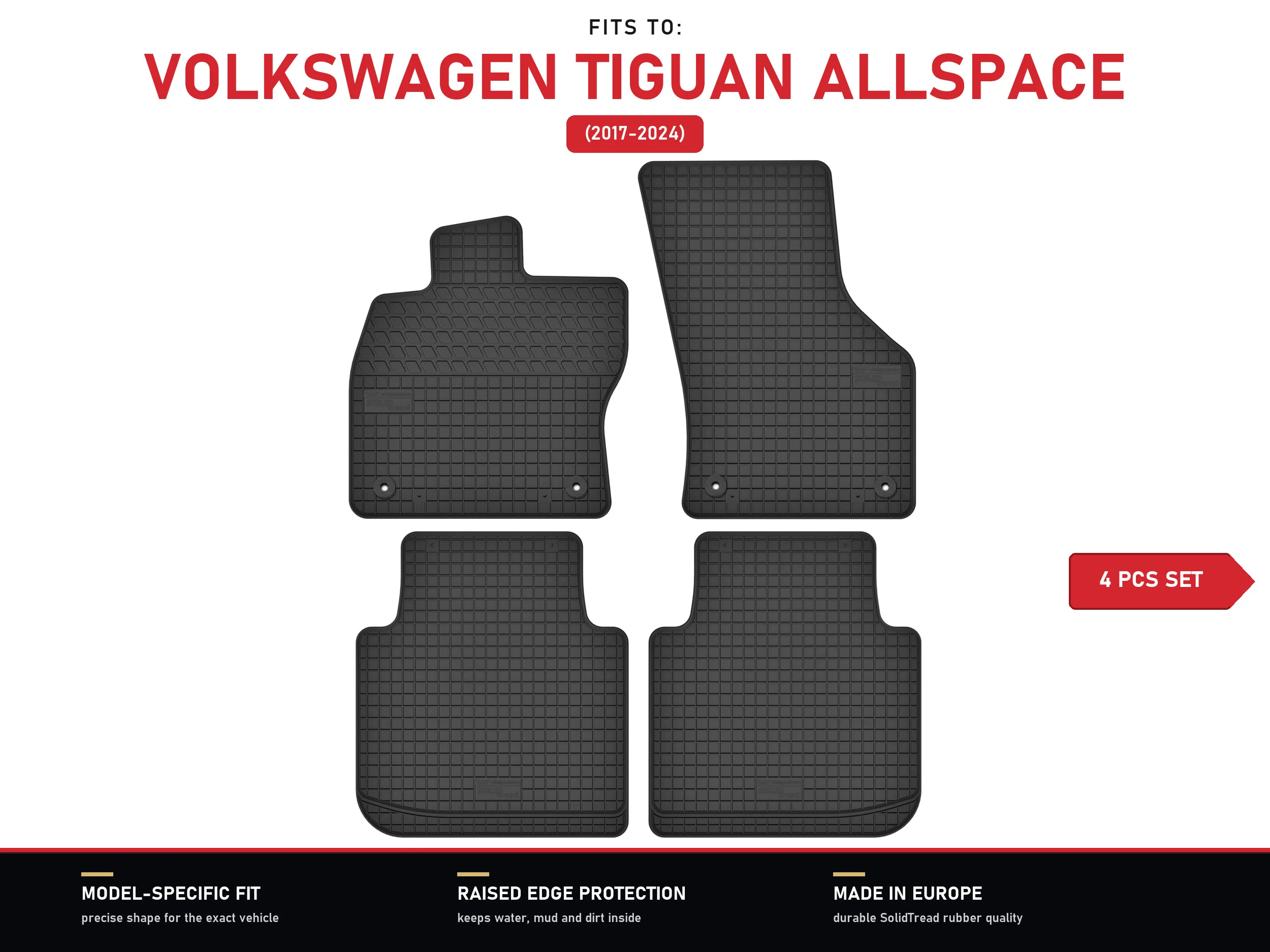 Rubberen matten voor: Volkswagen Tiguan Allspace 2017-2024 4 stuks