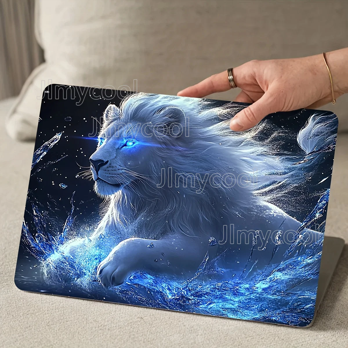 2 Pieces Majestic Lion Art Decal Laptop Skin - Waterproof Scratch Resistant Vinyl Sticker Self-Adhesive Semi-Matte Surface