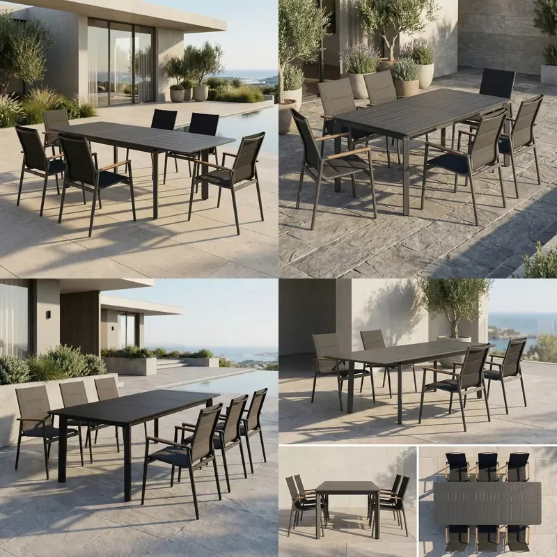 for Modern Heavy Duty Aluminum Alloy Retractable Butterfly Leaf Self Storage  Weatherproof Dining Table for Hotels
