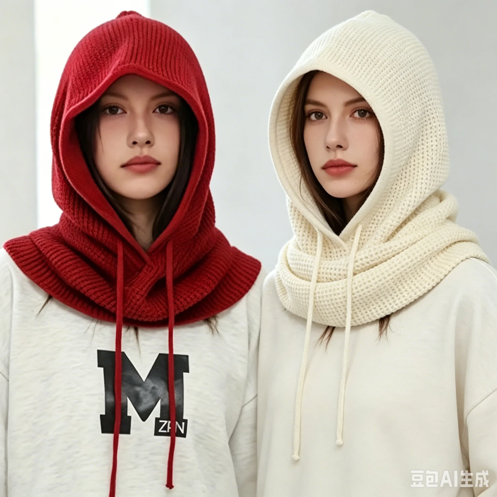 2026 New Model Balak Hat A Women Winter Beanie Hats One-Piece Knit Balaclavas Mask  Neck Circle Scarf Ski Snow Hat