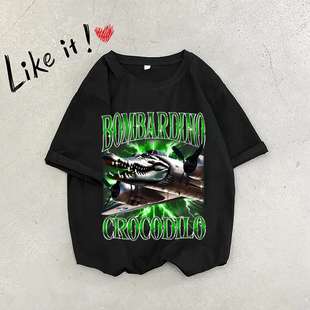 

Italian Brainrot Adult T-shirt Tung Tung Tung Sahur Fun Anime Short Sleeve Crocodile Bomber Telala Shark Trendy Tee Clothes Tops