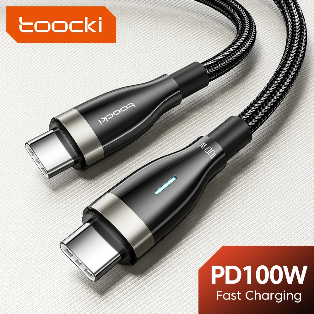 Toocki Type C To USB Type C Cable 100W Fast Charging Data Wire Cord For Samsung Xiaomi Huawei Matebook Macbook PD USB C Cable