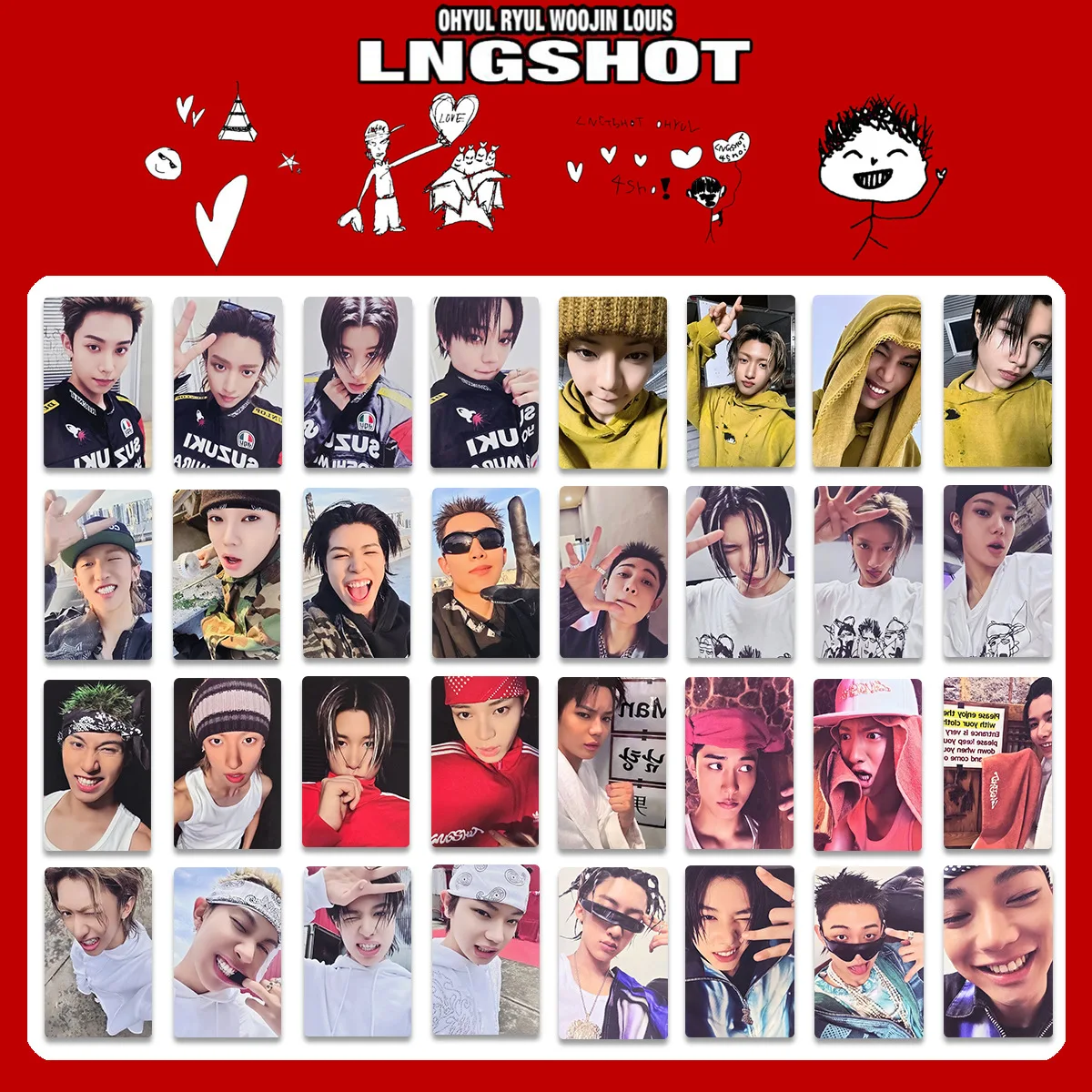 

4 шт. LNGSHOT 1-й альбом SHOT CALLERS K4 Специальные карточки POP-UP Store WVS Открытки RYUL WOOJIN LOUIS OHYUL Фанатские карточки с ярким эффектом