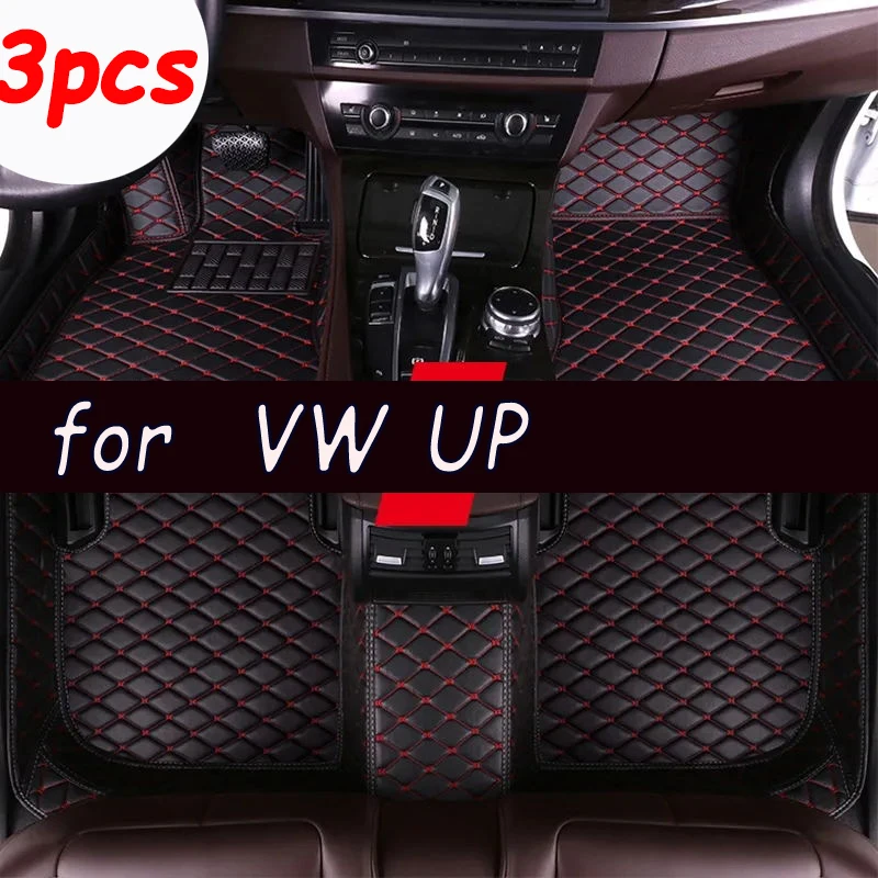 Custom Automotive Car Floor Mats For VW UP 2014 2015 2016 2017 Auto Luxury Leather Men Women Car Mats Full Coverage