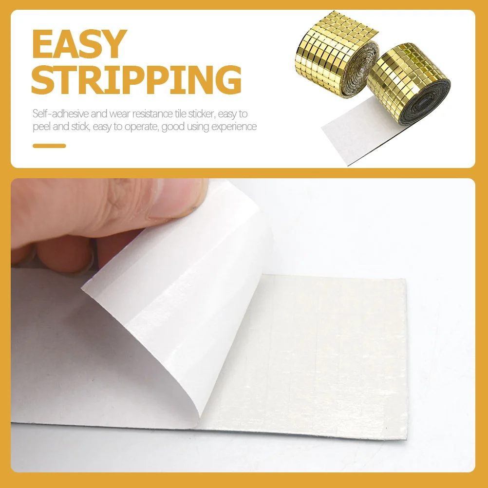 

2 Rolls Self-Adhesive Mirror Mosaic Decals DIY Craft Decoration Mosaic Glass Tiles Safe Material Easy Clean Vintage Style