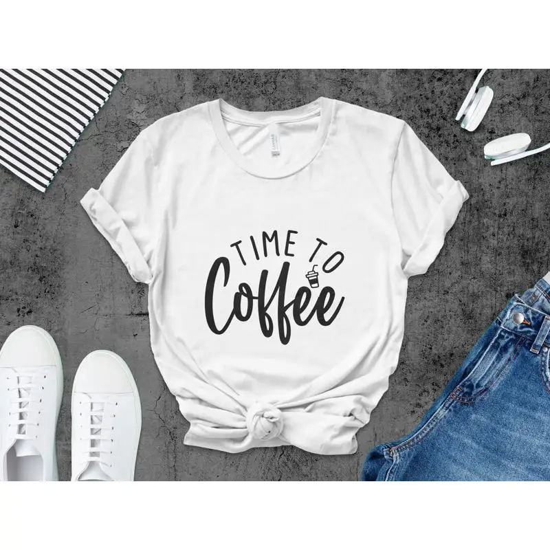 

Футболка с цитатой Time to Coffee для влюбленных, повседневная одежда для бариста