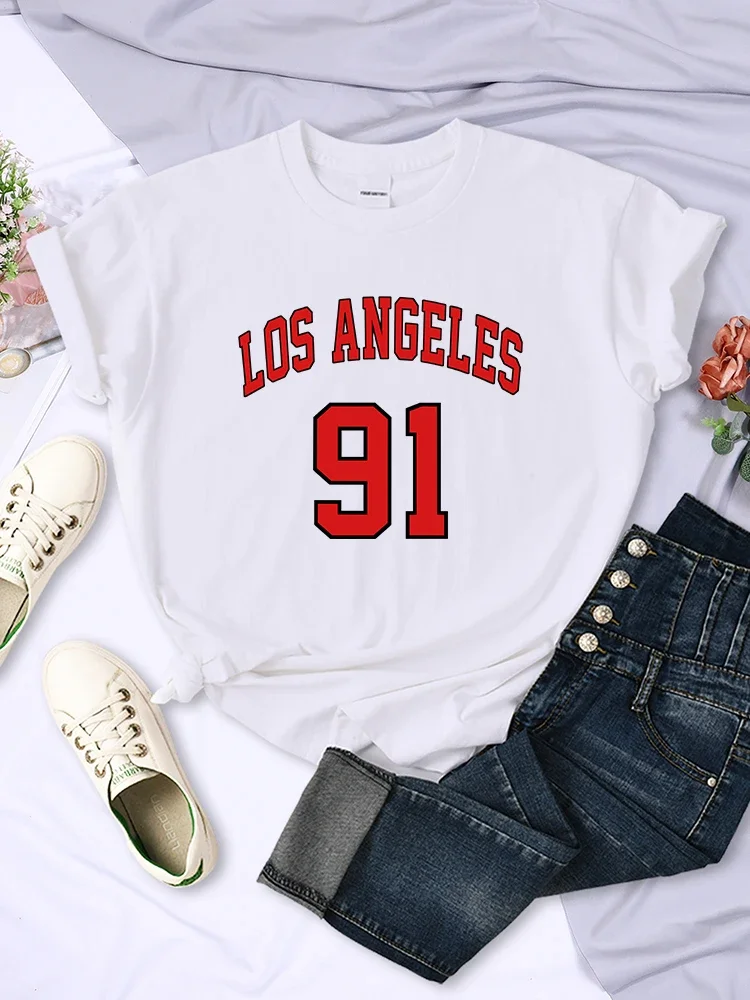 Los Angeles 91 Team Uniform Women's Tshirt Fashion Short Sleeve Tops Street Casual Tee Clothes Sport Cool Women T Shirts