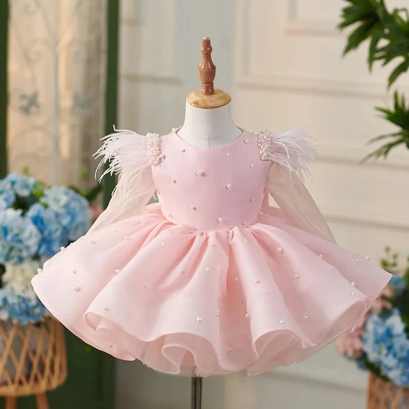 

New Baby Spanish Lolita Princess Ball Gown Beading Design Birthday Party Christening Clothes Easter Eid Dresses For Girls