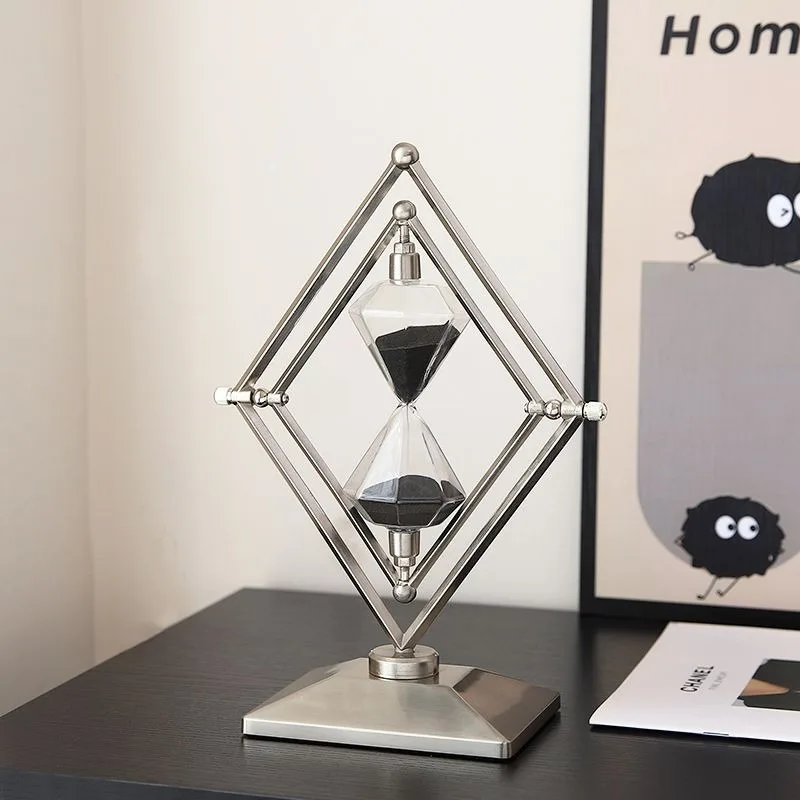 

Creative Geometric Time Hourglass Timer Ornaments Light Luxury Soft Decoration High-end Niche Office Study Decorations Nordic