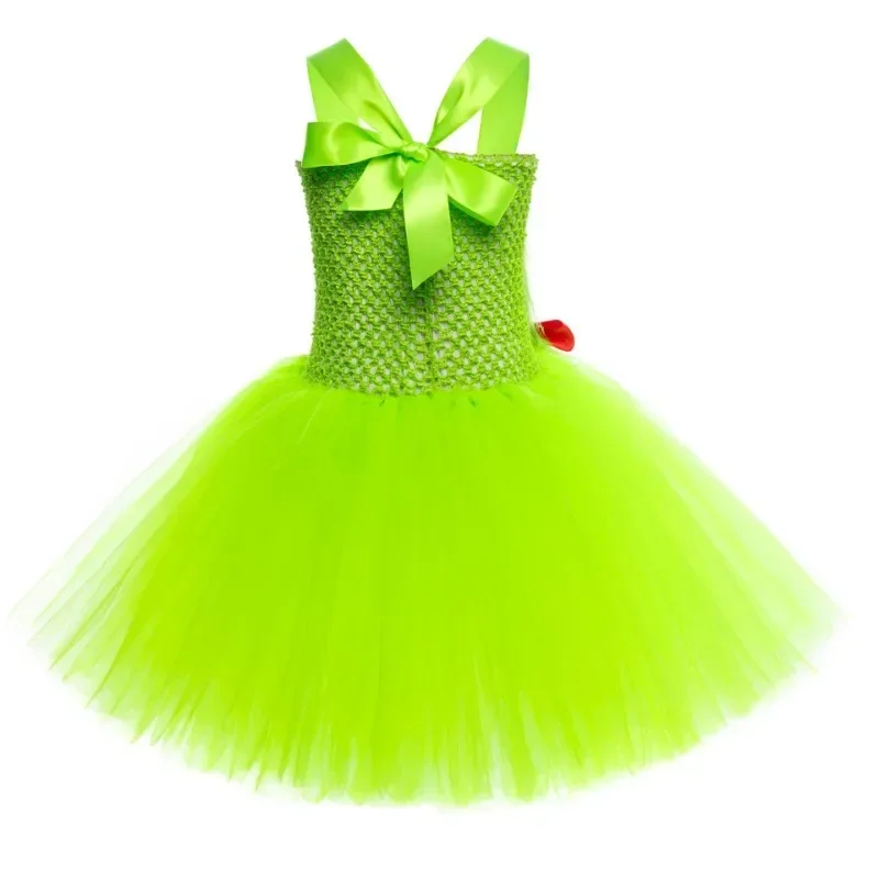 Vestido de Navidad HN8, falda para niñas europeas y americanas, disfraz de fotografía cos Grinch, falda tutú de monstruo de pelo verde, baile gripe) 4Dc