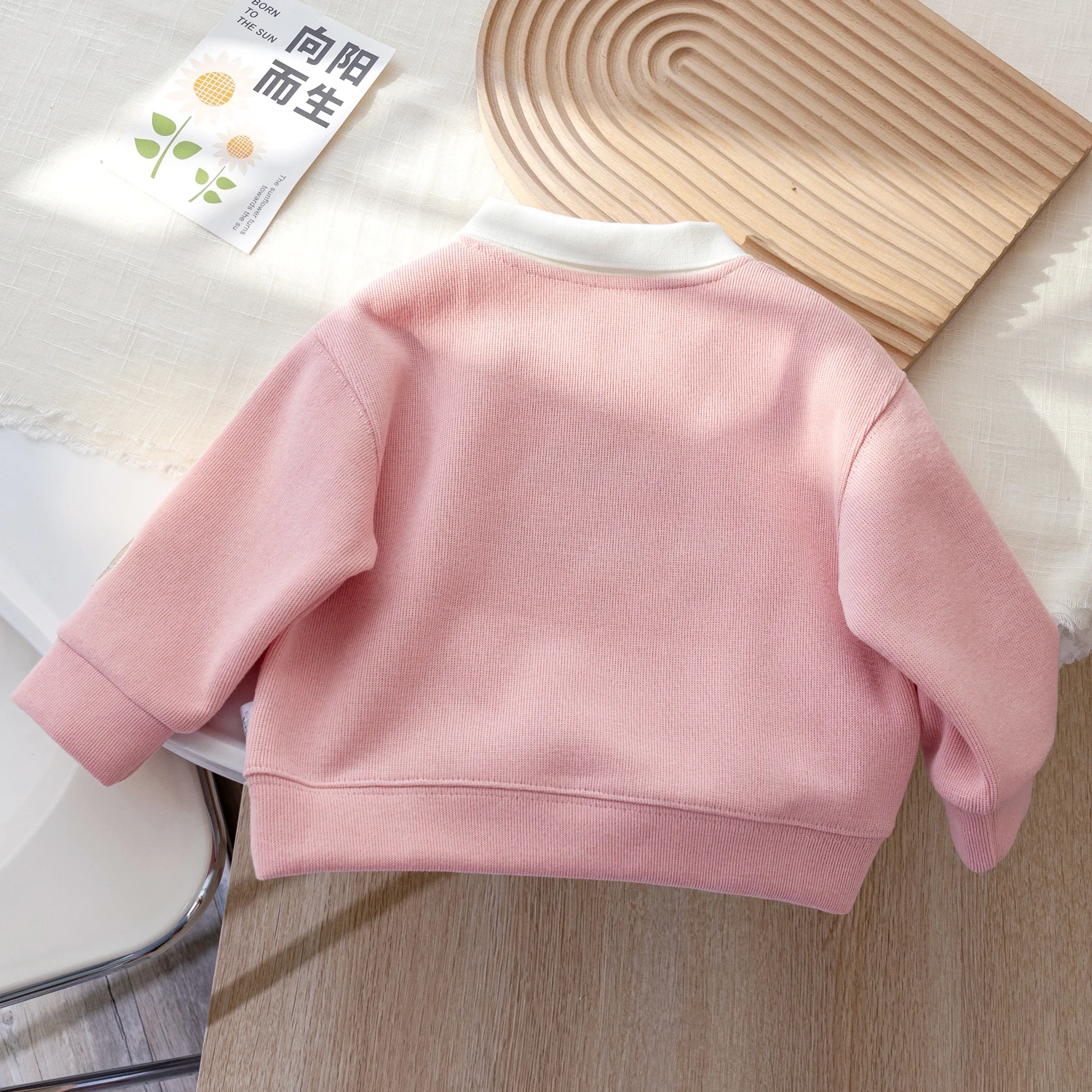 Girls Sweatshirt Lapel Long Sleeved Spring Autumn Pullover Tops Korean Version Rabbit Embroidered Hoodie Children Casual Clothes