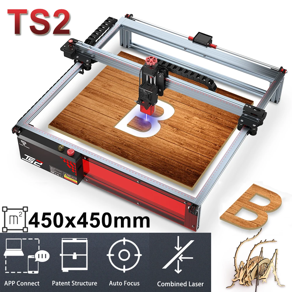 Twotrees 80W TS2 Laser Engraver 450X450mm Laser Engraving Machine XY Axis Limit Switch Auto Focus With Gyroscope Laser Module