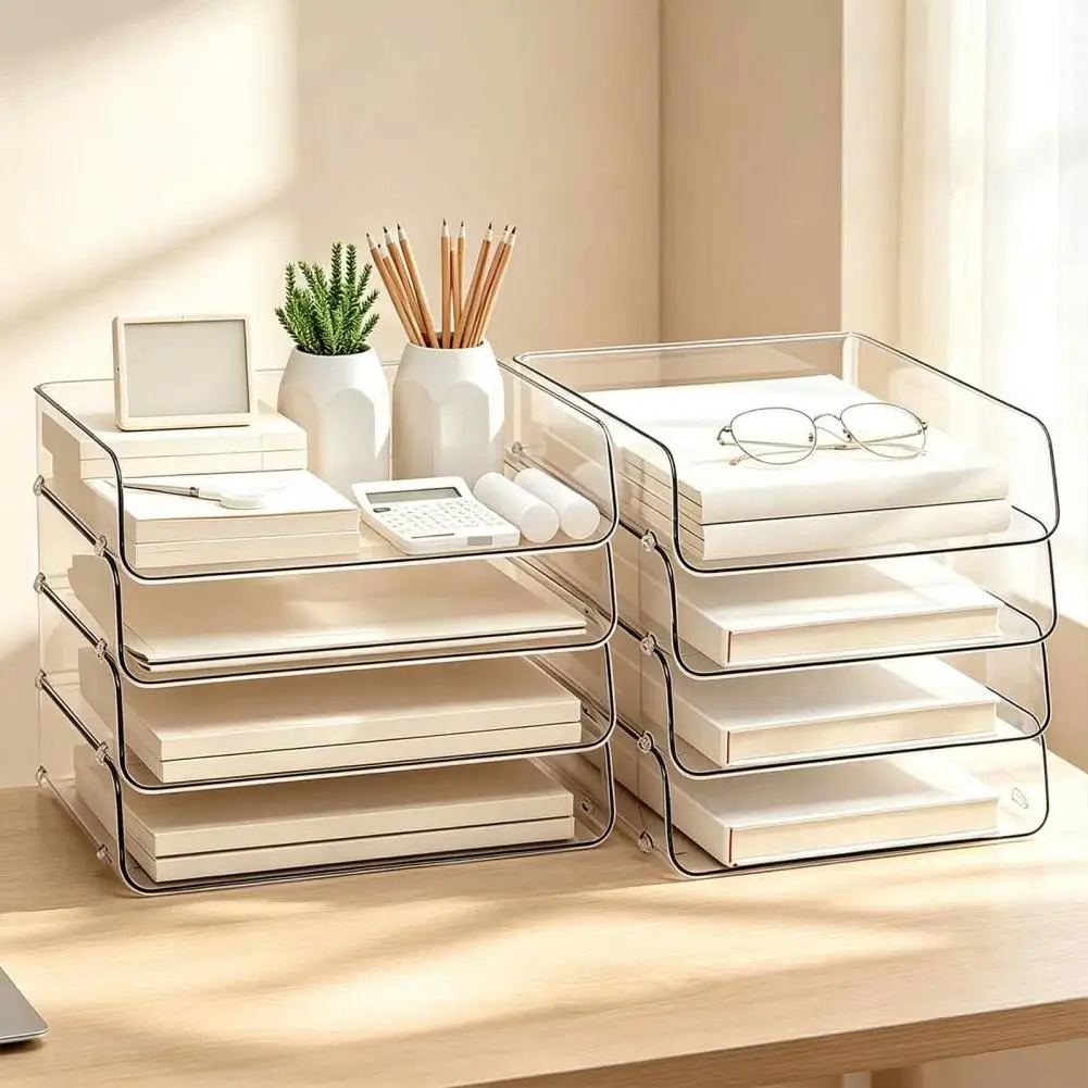 Home Office Desk Management Stackable Desk Drawer Organizer Acrylic Paper Organizer Letter Tray for Documents for Kitchen