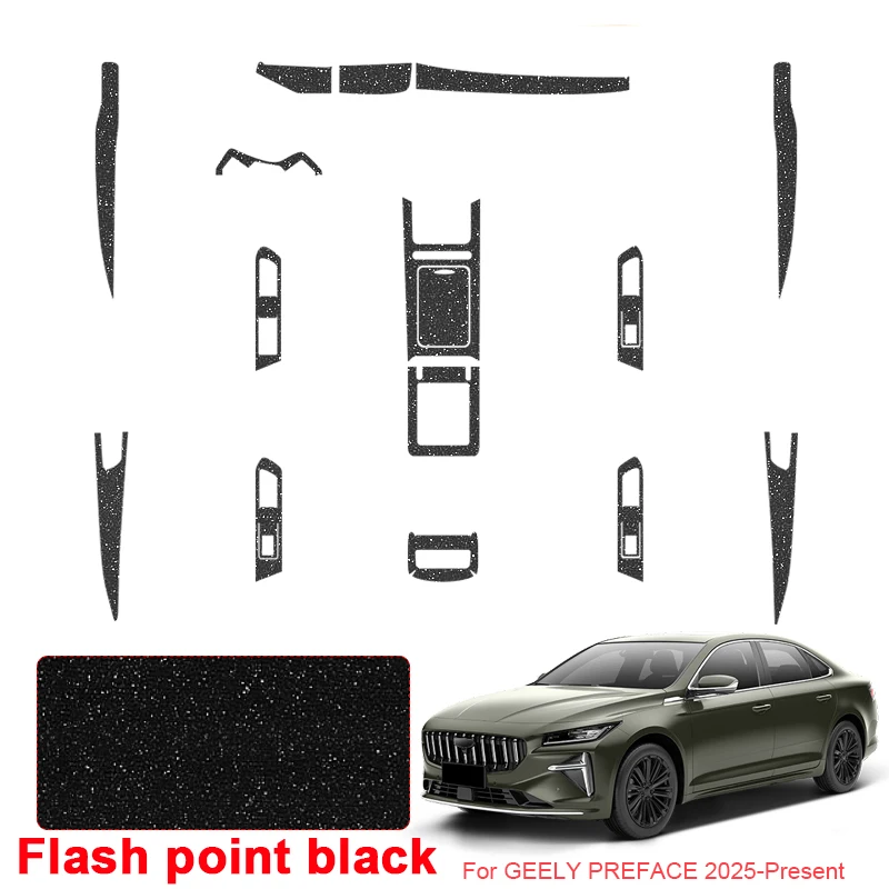 لجيلي Preface 2022-الحاضر LHD سيارة الكربون الأسود الداخلية ملصق رفع نافذة لوحة ملصق مائي والعتاد الباب الداخلي طبقة رقيقة واقية #2