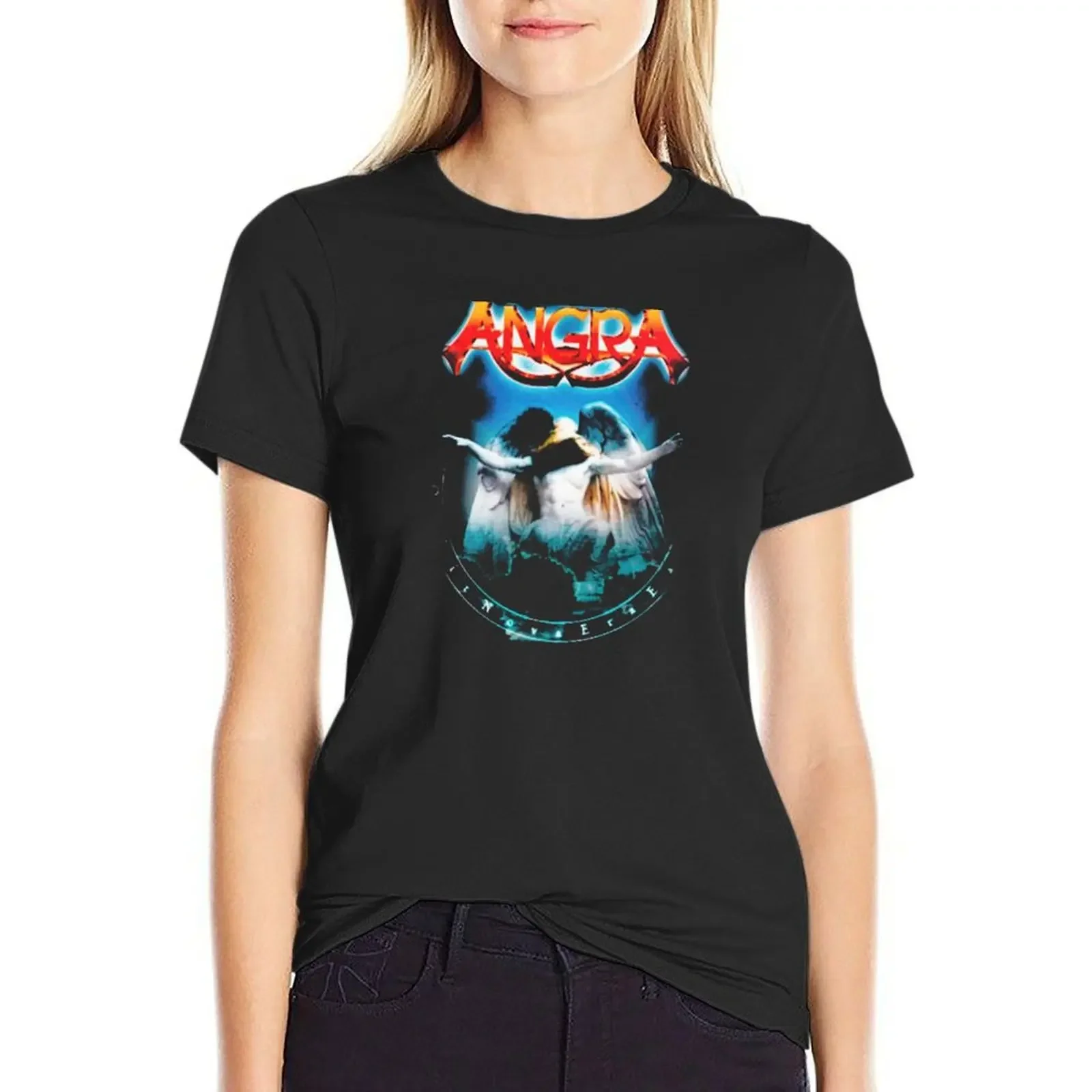 

ANGRA BAND T-shirt animal print shirt for girls summer clothes female rock and roll t shirts for Women