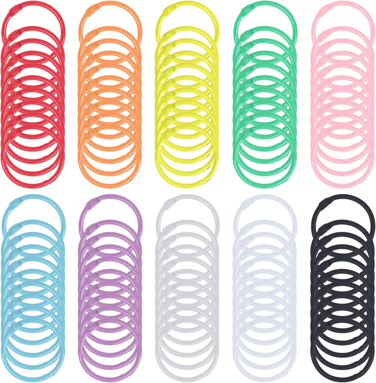 

100 шт. металлических кольцевых скрепок 1,2 дюйма, 10 цветов, для карточек, брелоков, офисных и школьных поделок