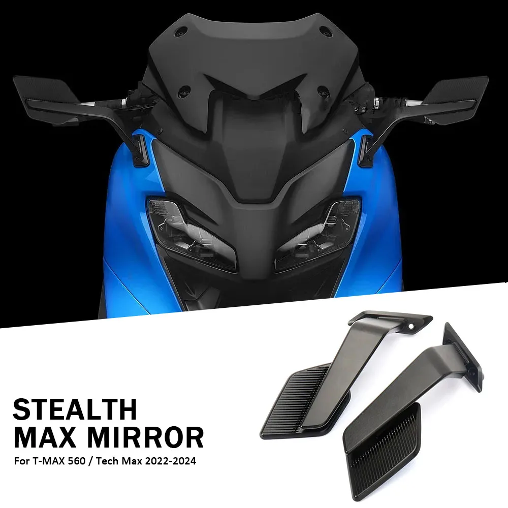 

Боковое зеркало Stealth Winglets для мотоцикла Yamaha T-Max 560 Tech Max, зеркало заднего вида с ветрозащитным дефлектором T-MAX 560 2022-2024