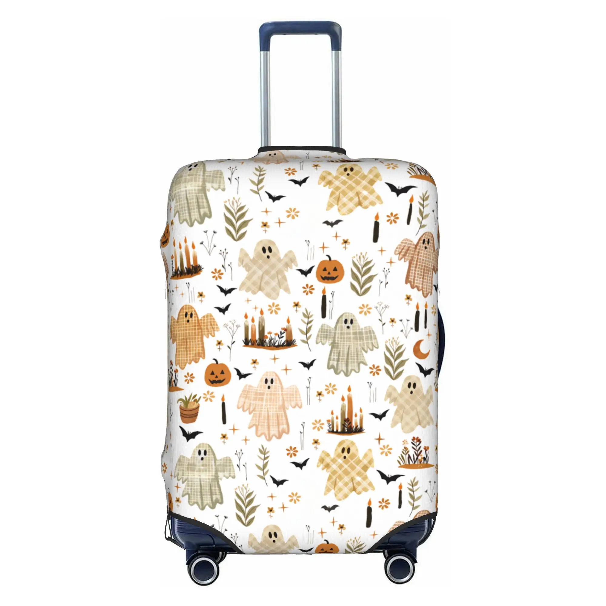Halloween Ghosts Large Bats Pumpkins Luggage Cover Cute Bohemian  Suitcase Protector Covers Suit For 18-32 inch