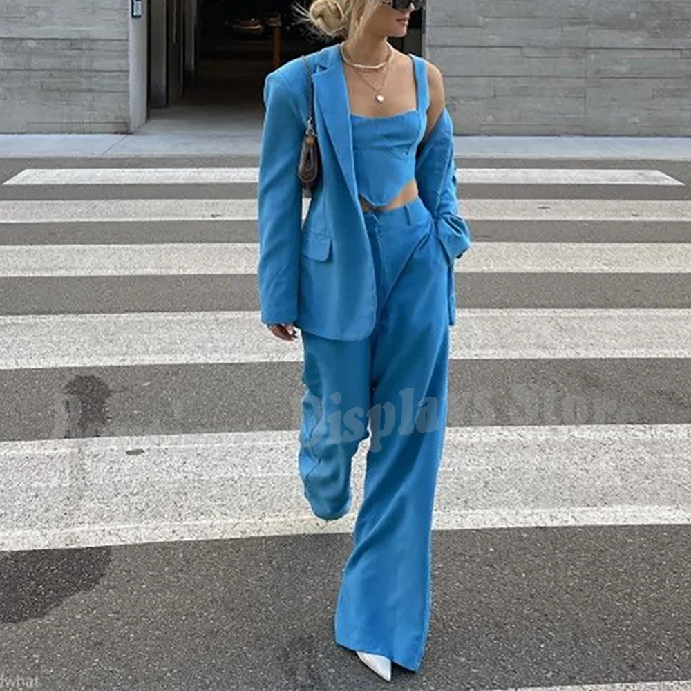 

Customized Women's Suit Stylish Notched Lapel Straight High Quality Outfit(Jacket+Pants) Daily Shopping Casual Set Two Piece