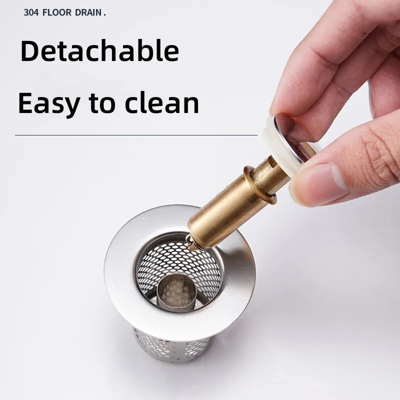 Stainless Steel Floor Drain Filter Washbasin Plug Anti Odor Pop-Up Bounce Core Basin Stopper Hair Catcher Shower Sink Strainer