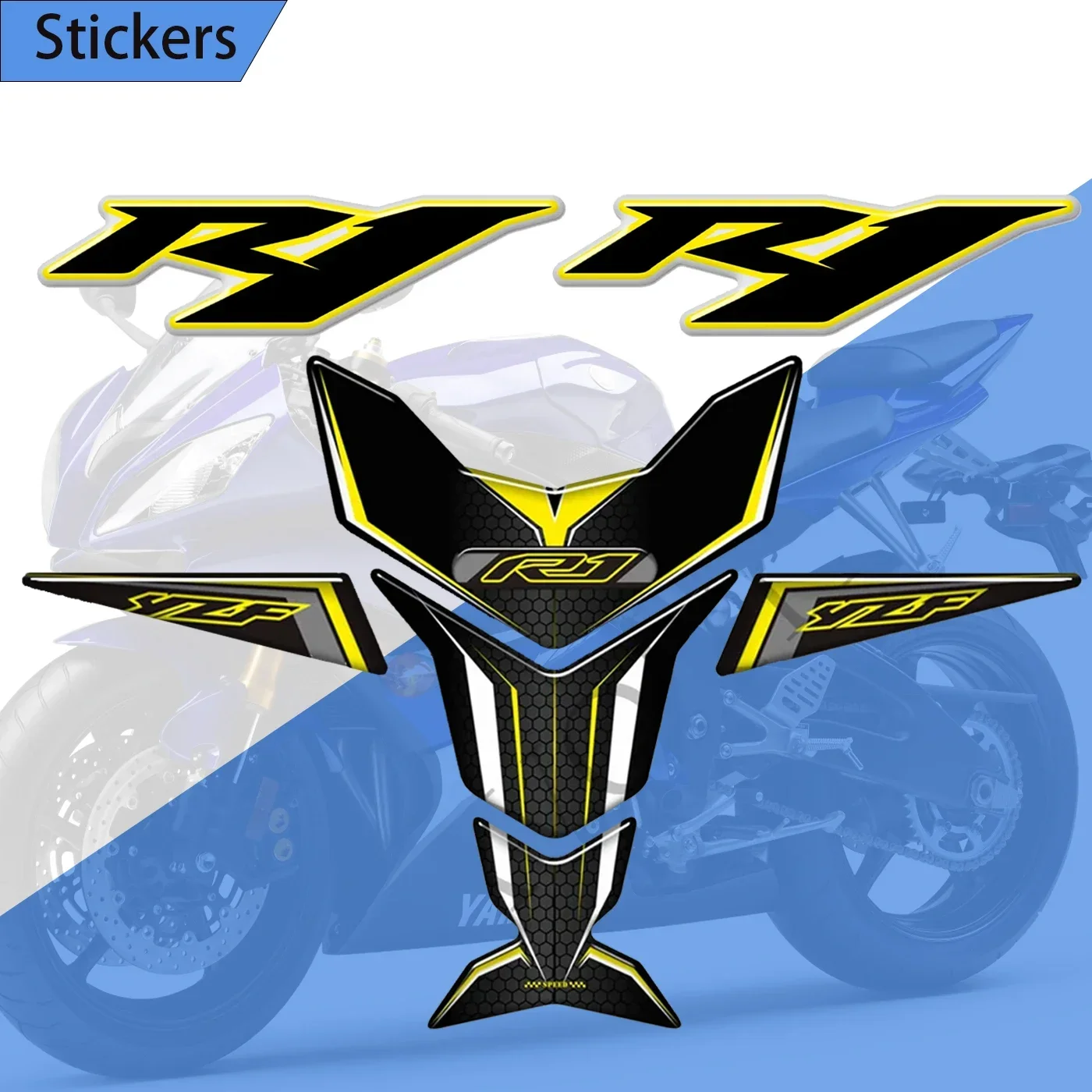 Voor Yamaha YZF-R1 Yzf R1 Yzfr1 Motorfiets Beschermer Stickers Tankpad Grepen Gas Stookolie Kit Knie