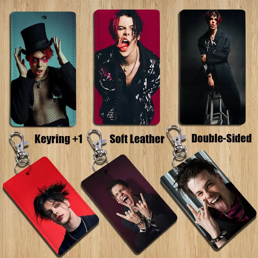 Chaveiro de Couro Retangular Yungblud com Design de Música Exótica e Inusitada, Porta-Cartão de Identificação, Porta-Cartão de Acesso, Porta-Chaves