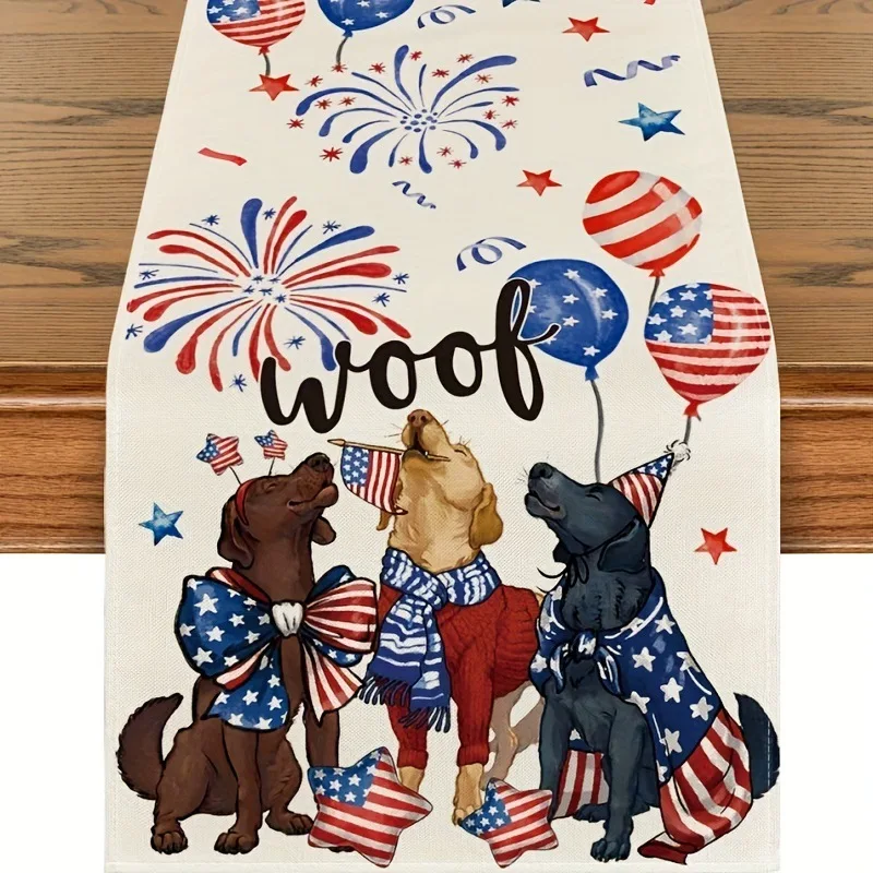 American Independence Day Three Dogs Table Flag Home Decor Table Flag Carnival Indoor Outdoor Decoration Ballon Tablecloth