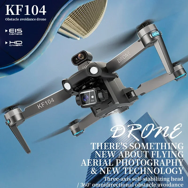 KF104 MAX2 Screen Control Drone 3-Axis Brushless Enhanced Pan Tilt + EIS Electronic stabile HD Camera Laser evitamento ostacoli Dron