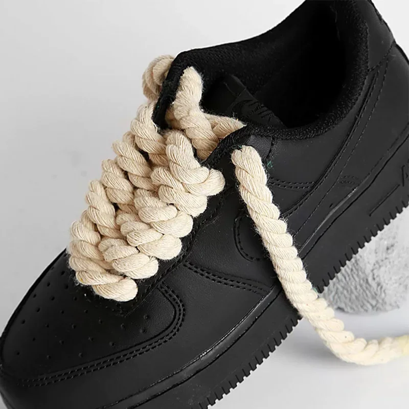 120/140/160cm negrito algodão linho torção tecer cadarços corda de madeira laços das mulheres dos homens tendência personalidade esporte sapatos casuais laços