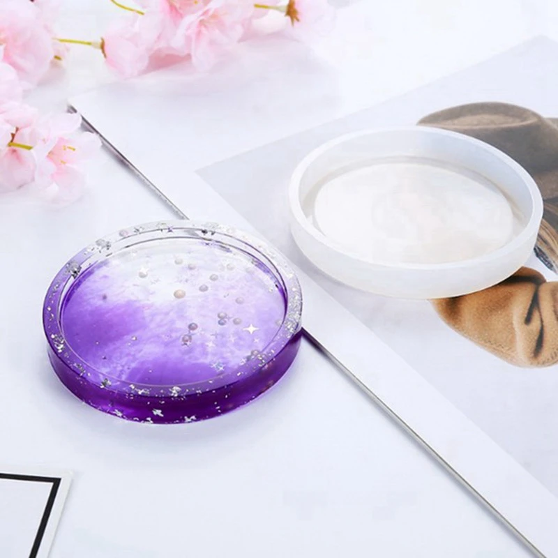 FZFZ 5 팩 큰 Diy 라운드 코스터 실리콘 몰드, 직경 3.15 인치/8cm, 수지, 시멘트로 주조 용 금형