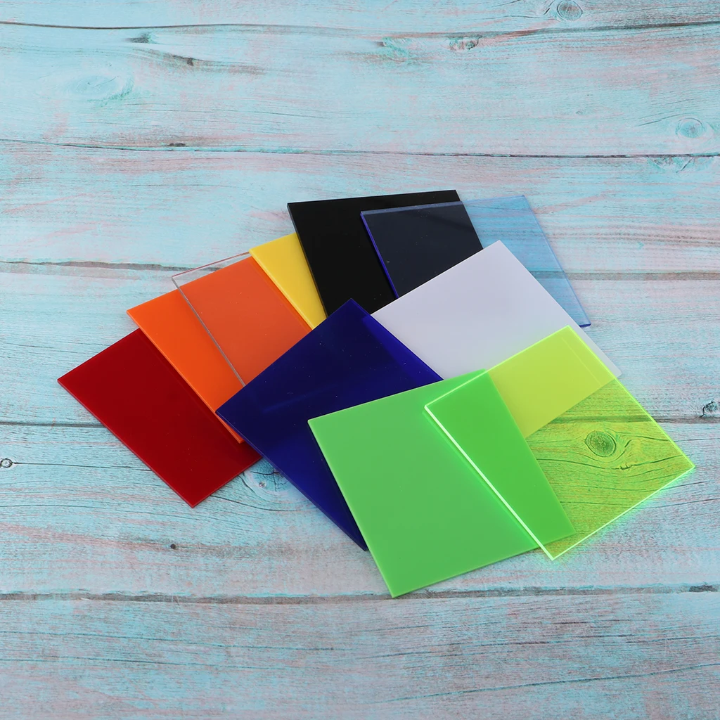 10개 멀티 컬러 아크릴 플레이트 보드 사진 DIY 제작 재료 8x8cm
