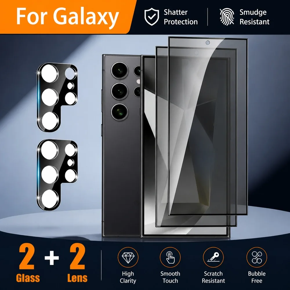 2+2PCS Anti Spy Screen Protector For Samsung Galaxy S23+ S23 Privacy Tempered Glass For Samsung Galaxy S23 FE S22 Ultra 5G