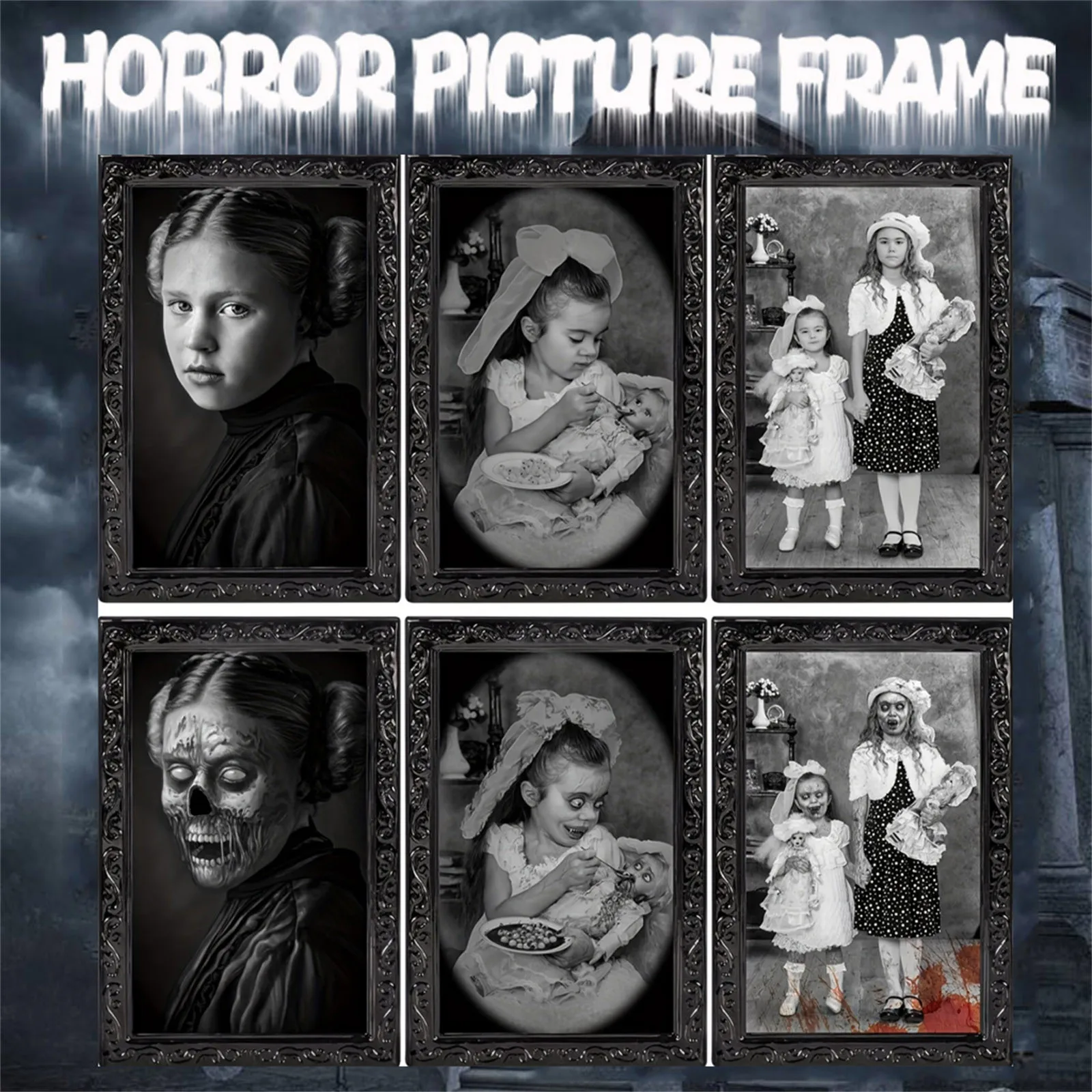 Horror Picture Frame Lens 3d Face Changing Horror Portraiture Haunted Weird Party Supplies Gifts Decoration Maison Home Decor