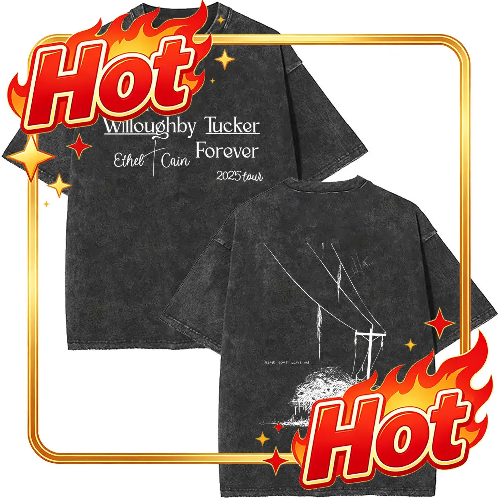 Custom Washed‌ Vintage Ethel Cain Willoughby Tucker Album Graphic T-shirt Men Women Retro Gothic Oversized T Shirt Fashion Stree