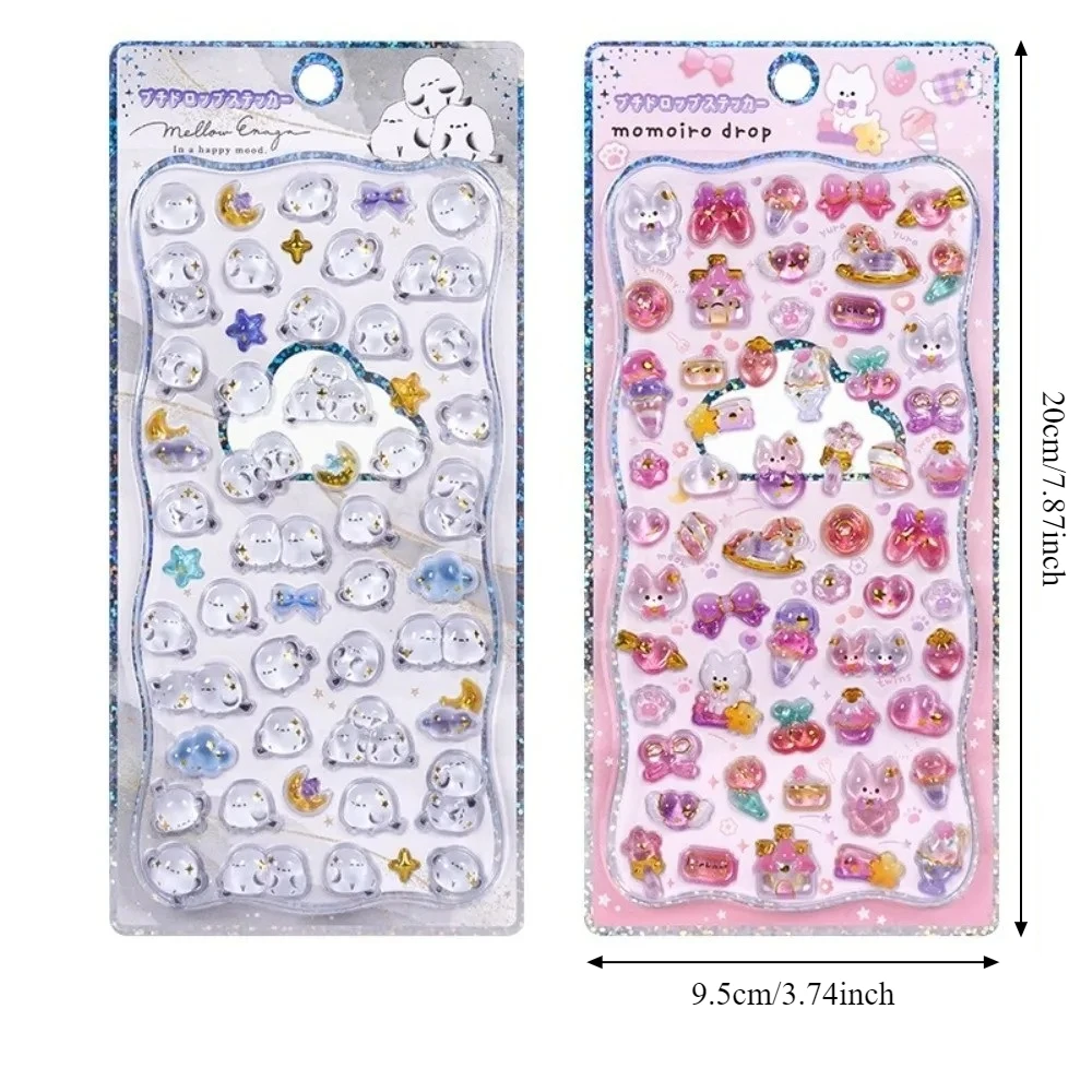 Pegatinas de animales de cristal 3D en relieve, alivio de melodía, partículas de gota de PVC, manualidades DIY, calcomanías decorativas