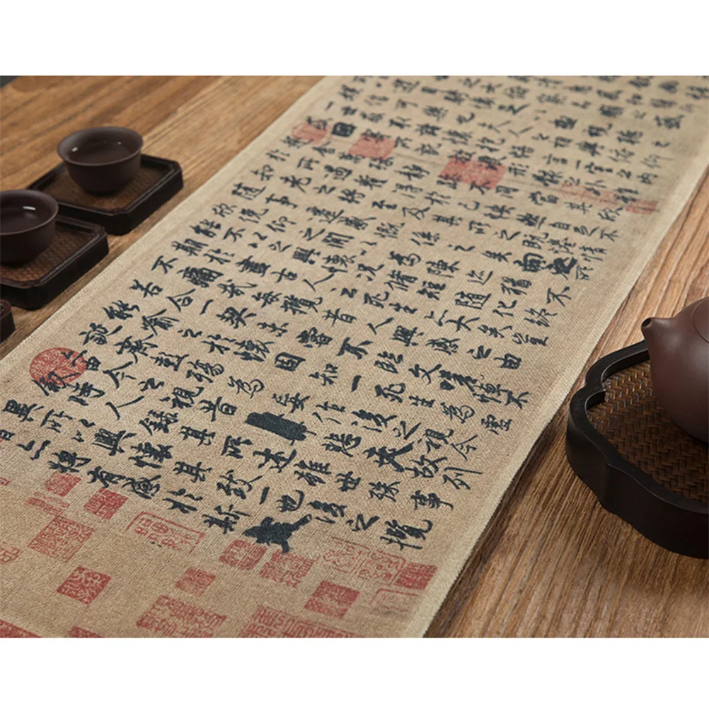 

1Pcs Chinese Style Table Runner Cloth Thickened Linen Cotton Fabric Retro Table Decoration for Indoor Outdoor Use Home