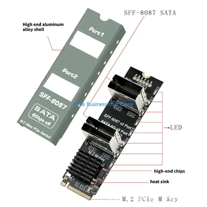 Interne Speichererweiterungskarte für M-Key-PCIe-Builds, zwei SFF-8087-Ausgänge und acht Laufwerksrouting für – Detail 10