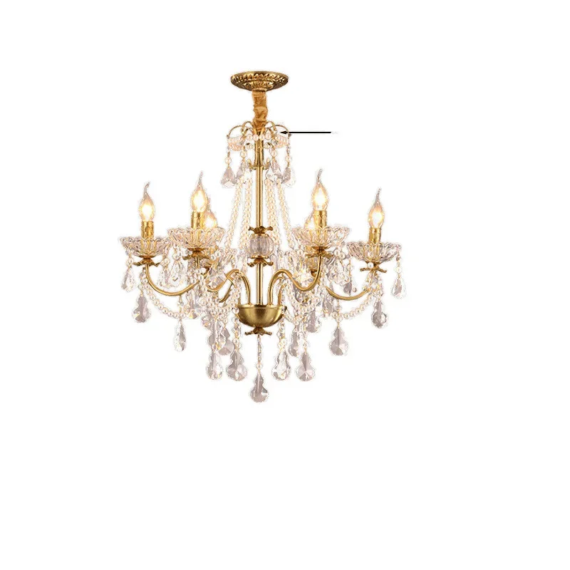 

French light luxury crystal living room chandelier, medieval pearl lamp