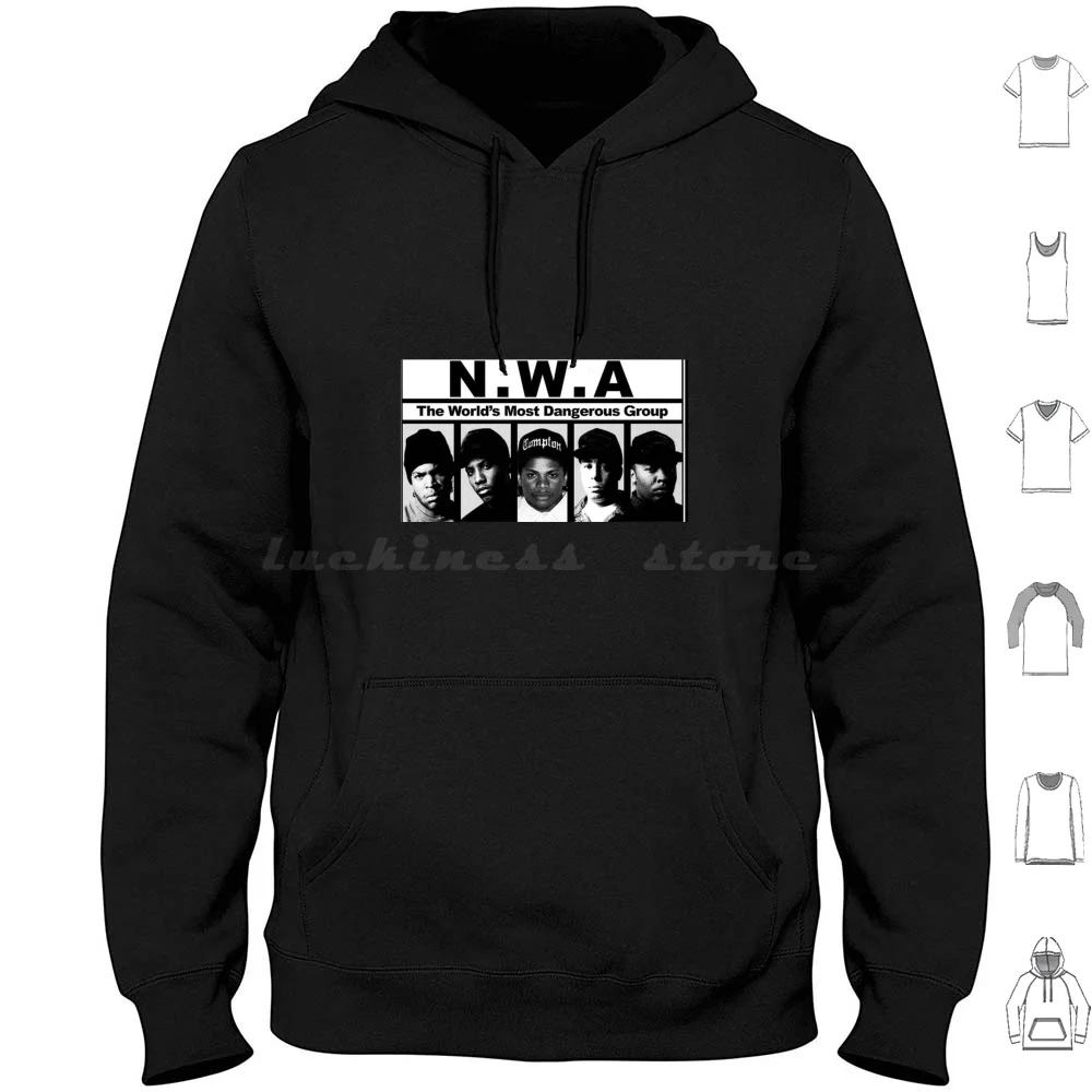 Nwa Hoodies Long Sleeve Nwa Rap Hip Hop Ice Cube Dr Dre Compton Music Gangsta Eazy E 90s Gangster Dre 2pac Snoop